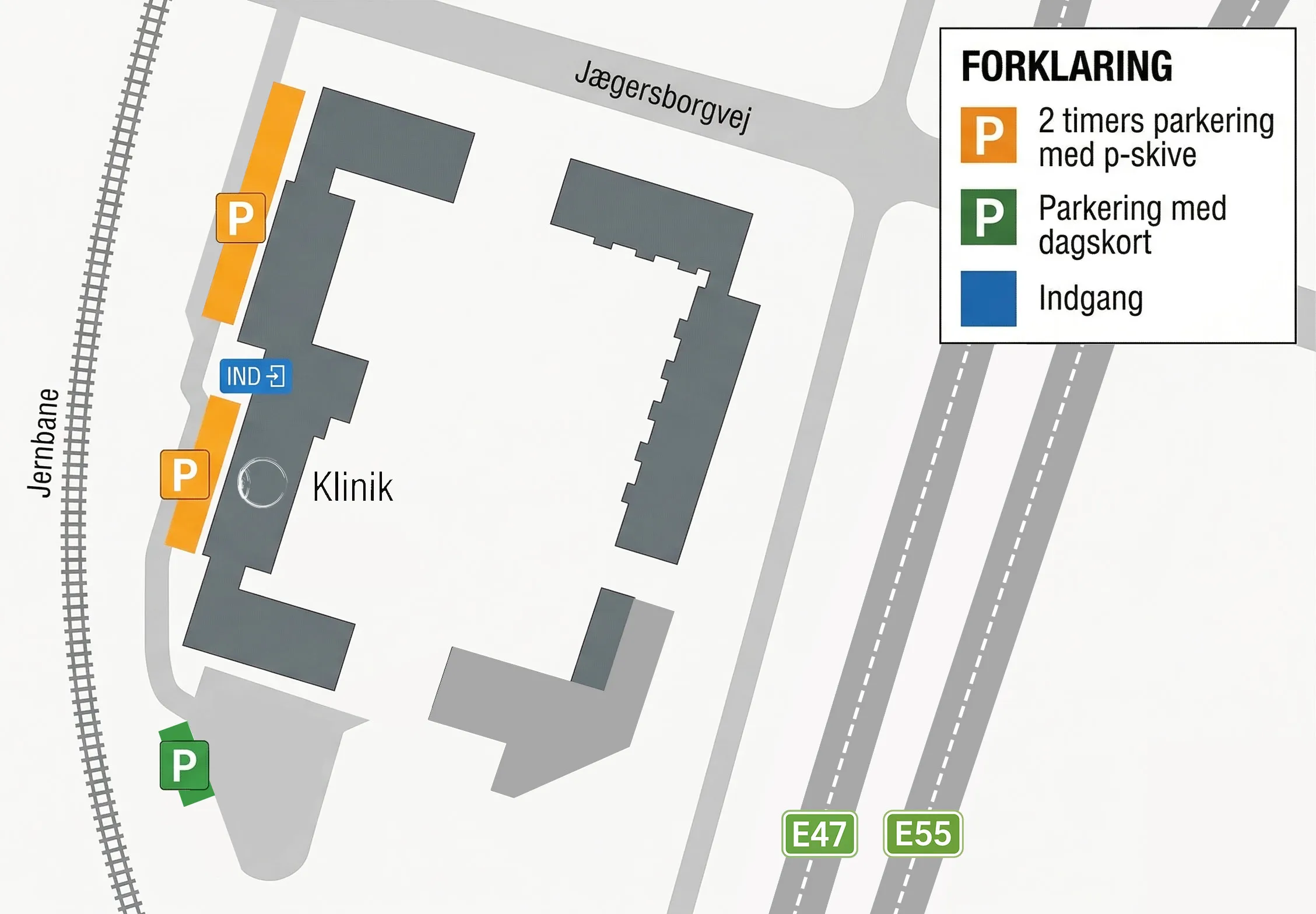 Parkeringskort — Københavns Øjen- og Skeleklinik, Jægersborgvej 66A, Lyngby