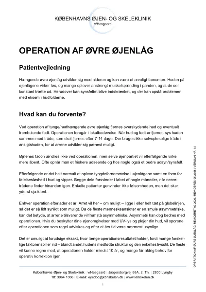 Øjenlågsoperation PDF