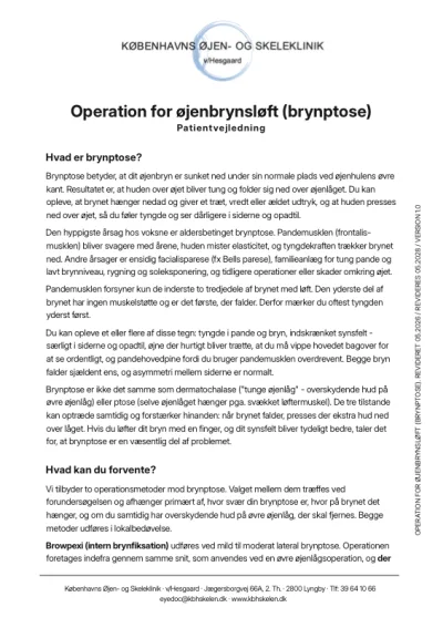 Operation for øjenbrynsløft PDF